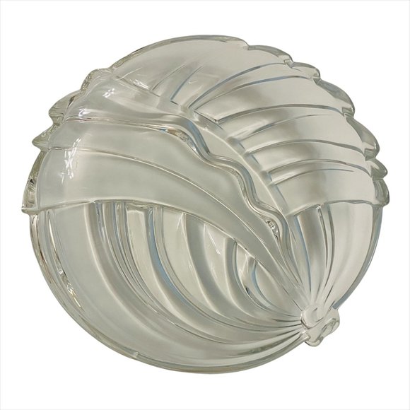 Large Glass Platter Bowl With Curved Edges And Abstract Leaf Design 12.5" - Picture 7 of 7